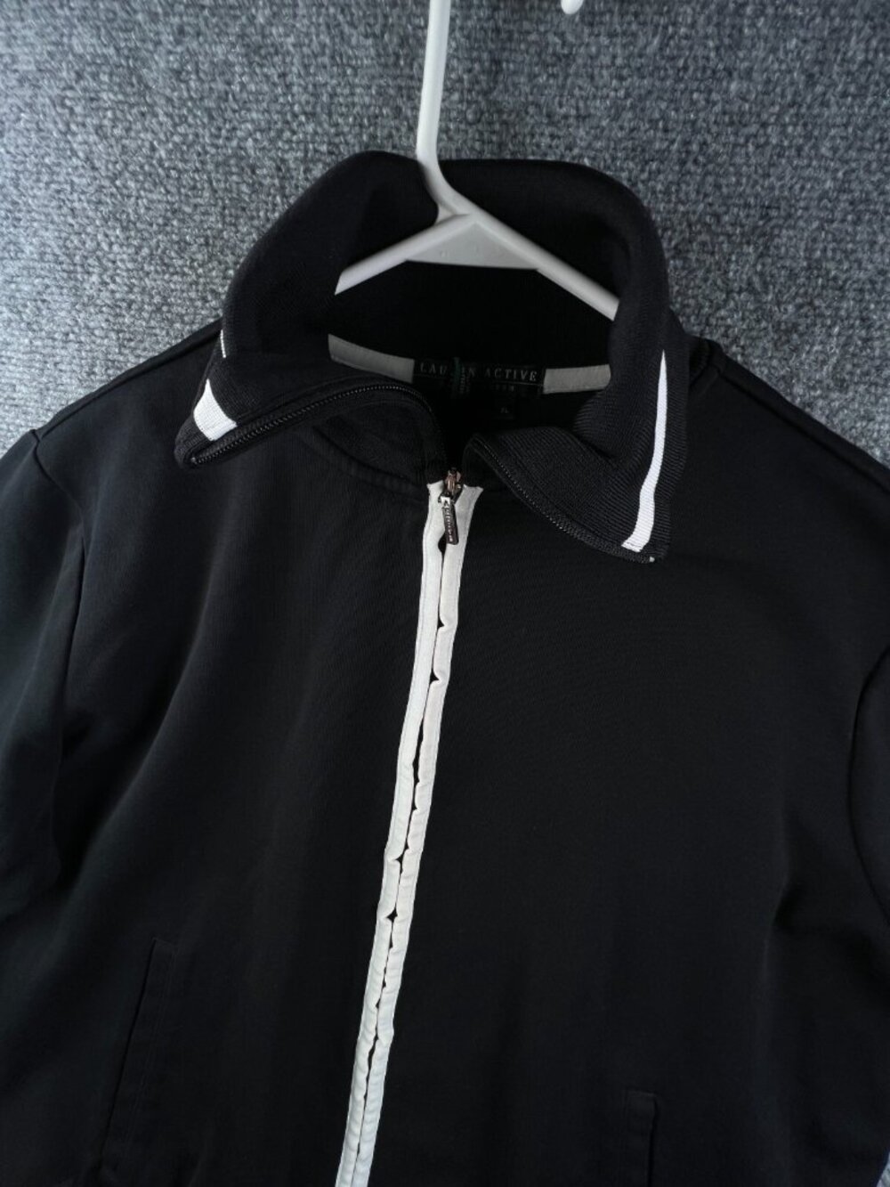 Lauren Ralph Lauren Active Women’s Black White Trim Jacket High Neck XL Track - Picture 12 of 14